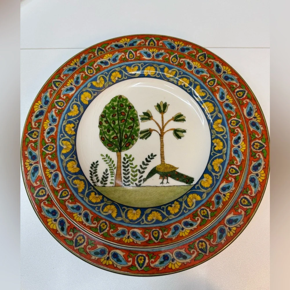Decorative Voyage Peacock Salad/Dinner Plate by World Market from Portugal